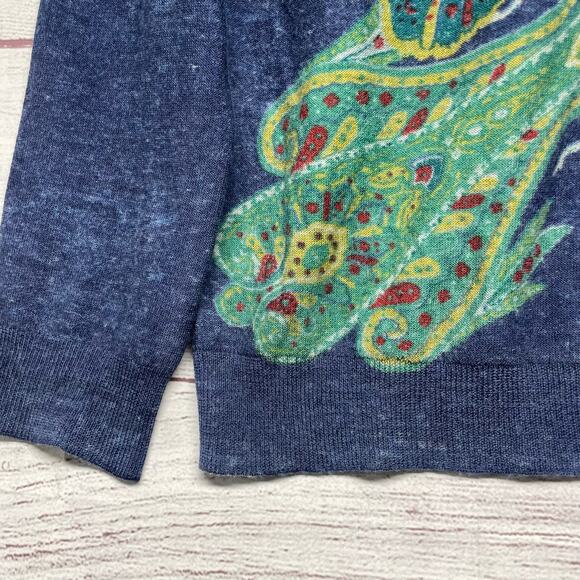 Talbots Collections Paisley V-neck Pure Italian Merino Wool Sweater Sz Petite L - Picture 4 of 9